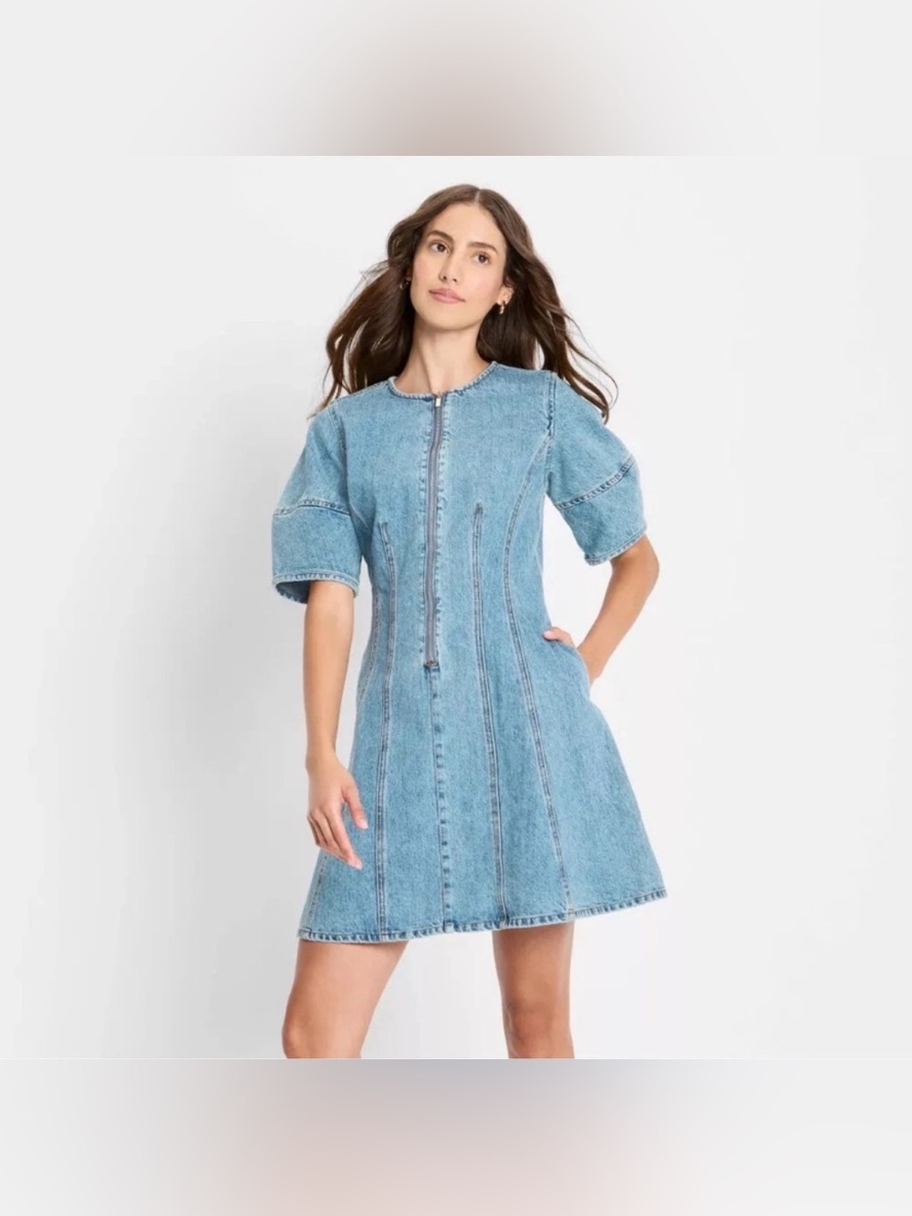 Future Collective Denim Corset Mini A-Line Denim, size L.